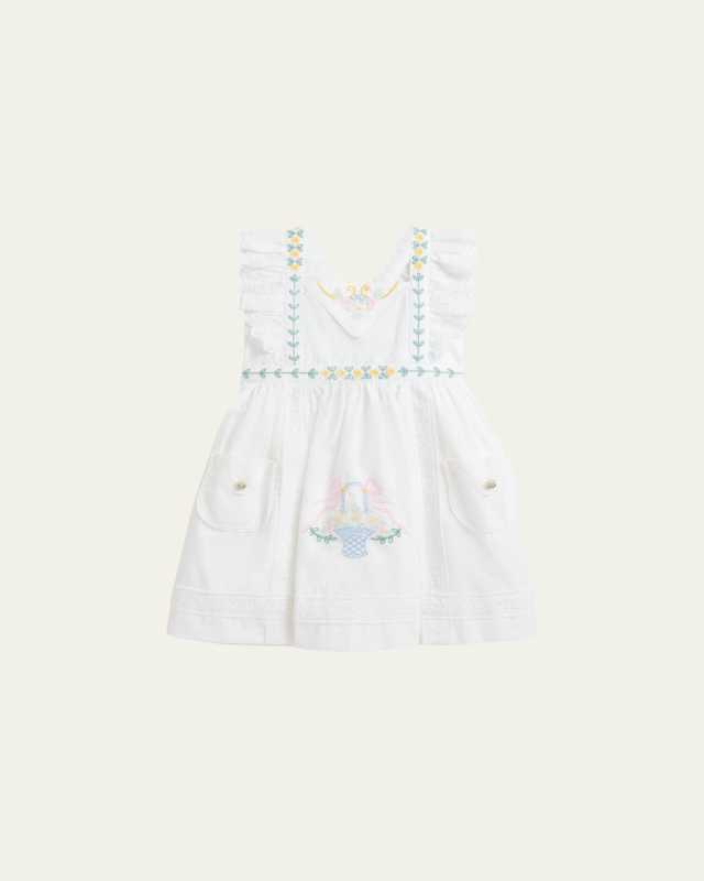 Girl's Eyelet Embroidered Floral Dress, Size 9M-
